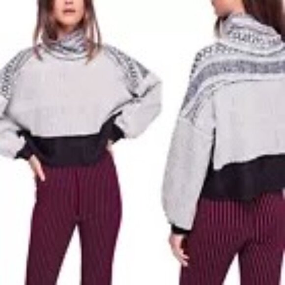 We The Free At The Lodge Fair Isle Sweater Womens S Gray Boho Casual Baggy Loose - Picture 16 of 16